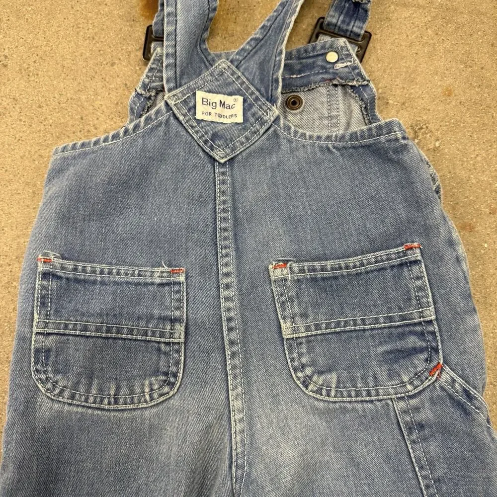 VINTAGE BIG MAC WORKWEAR DENIM BIB OVERALLS KIDS SIZE 3T